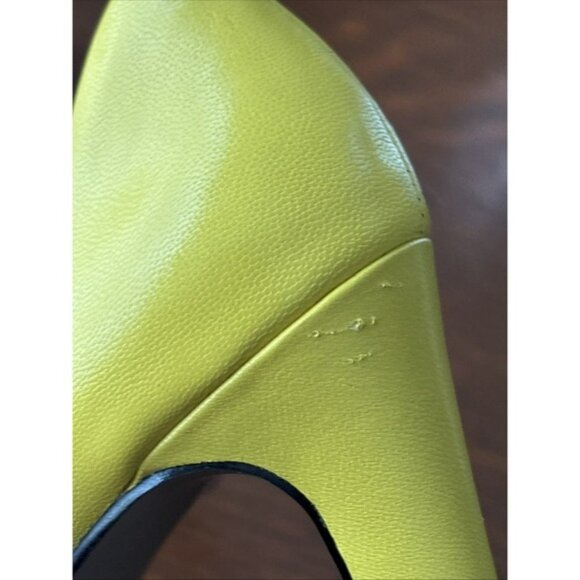 Bellini Buttery Leather Gold Bottom Silver Insole Nipped Toe Yellow 3.5" Heel 7M - Picture 11 of 12
